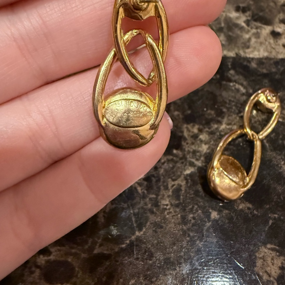 Bijoux Gold-Tone Double Drop Crystal Earrings - Picture 7 of 9
